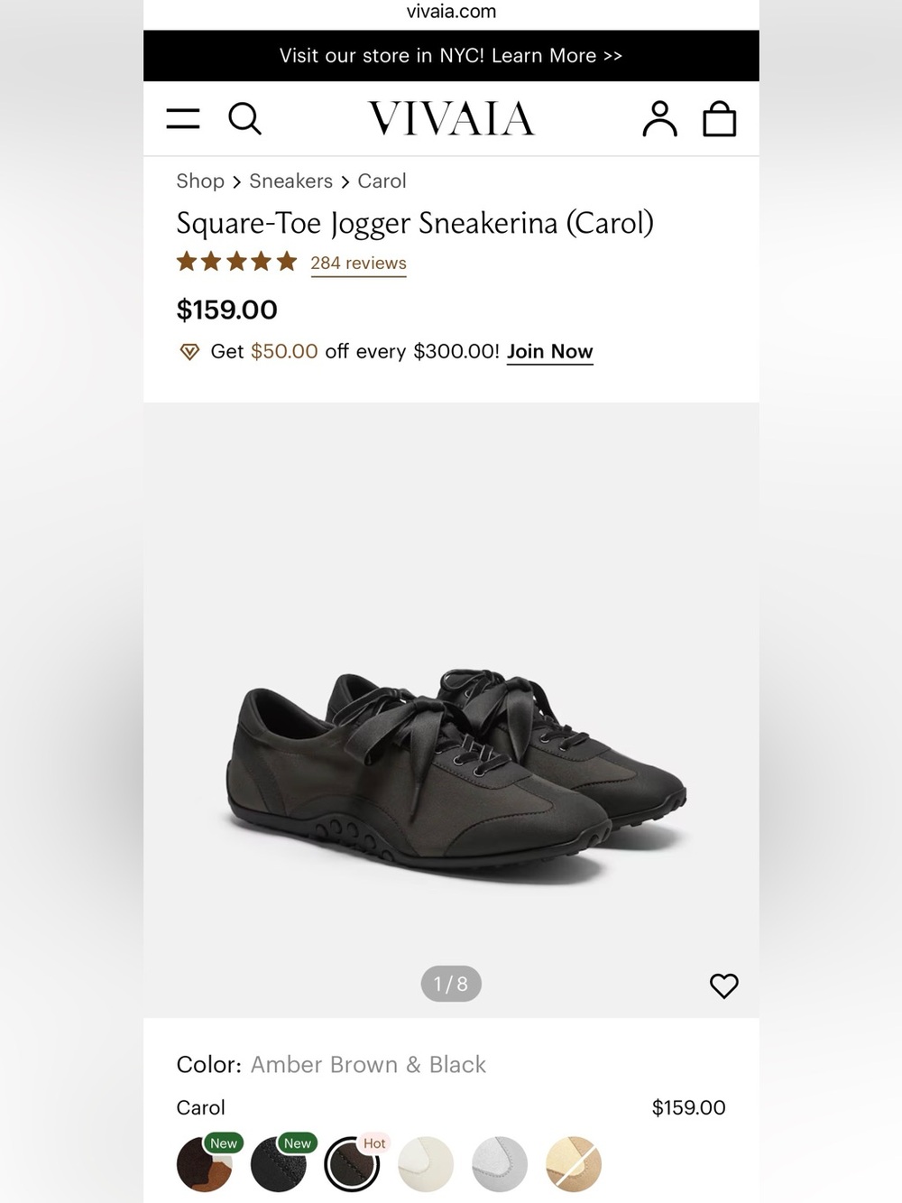 NEW! Vivaia Square-Toe Jogger Sneakerina (Carol) 40 EU